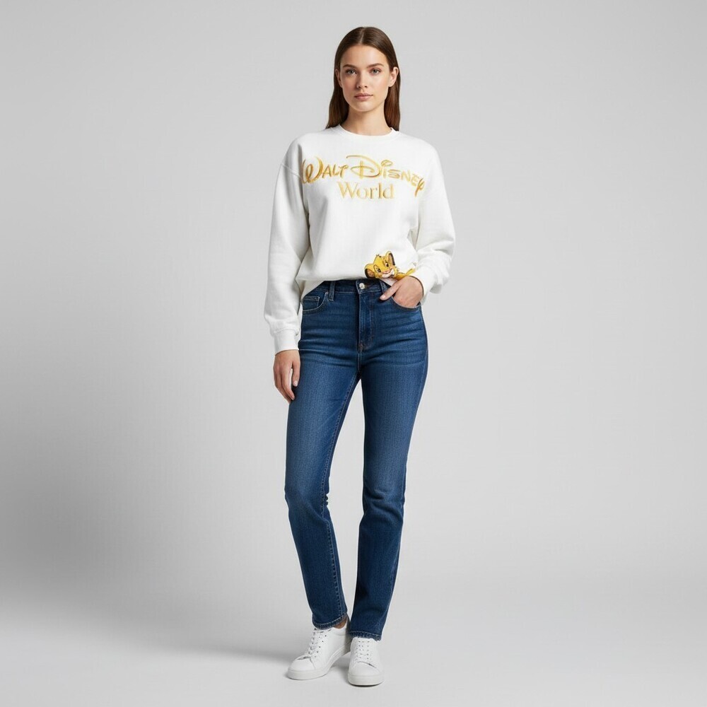 Walt Disney World Lion King Simba Nala Crewneck Sweatshirt White Women's Large
